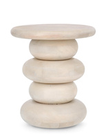 BIZZOTTO Stolik kawowy LOPEZ 40 cm – beżowy, drewno mango, japandi