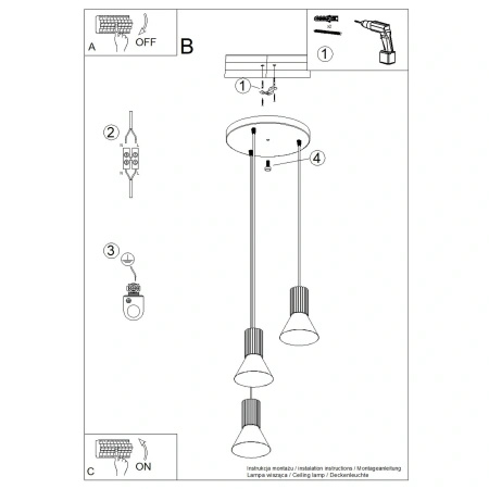 Lampa wisząca ESTRIA 3P beżowa