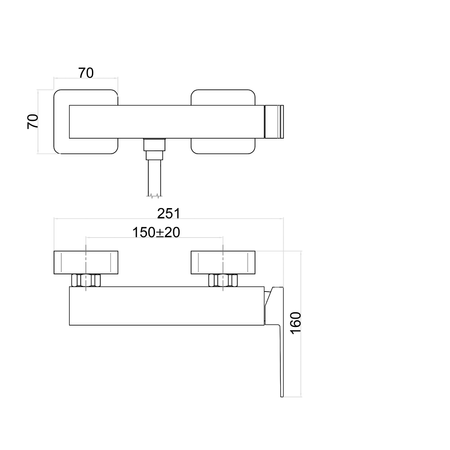 SPECTRE bateria prysznicowa ścienna, czarny mat