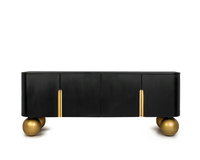 MaMaison szafka RTV ORGANIC 141 czarna    / złota / drewno