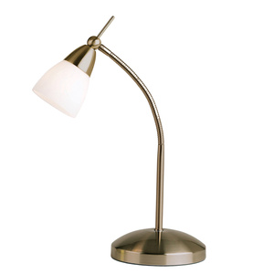 Lampa stołowa Range – antyczny mosiądz / biały, 14 × 26 × 22,5 cm
