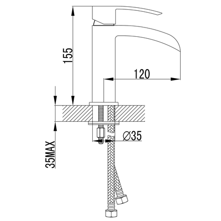 GINKO 25 bateria umywalkowa z rowkiem, chrom