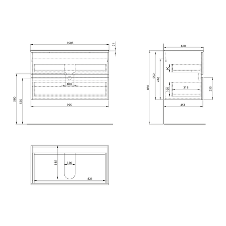 PANEDA szafka umywalkowa 99,5x55x45,2cm, biela