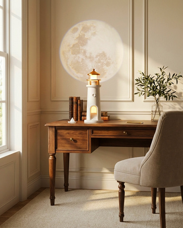 Lampka nocna z projektorem SHP            LIGHTHOUSE biało-złota