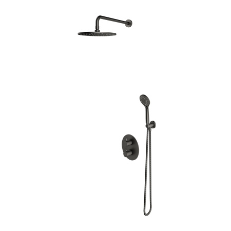 Y termostatyczny system prysznicowy podtynkowy, grafit szczotkowany