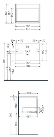 Zestaw DES Umywalka z otworem & Szafka UNO Joy podumywalkowa podwieszana 60 szara