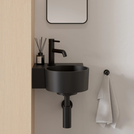 OVO M+ umywalka nablatowa/wisząca - lewa, 33 x 34 cm, black lava mat