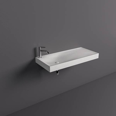REMAL Umywalka podwieszana & nablatowa 101 x 46 cm R blat z prawej strony z otworem na baterię MICA WHITE