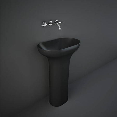 DES Umywalka wolnostojąca 60x35 odpływ do podłogi czarny mat