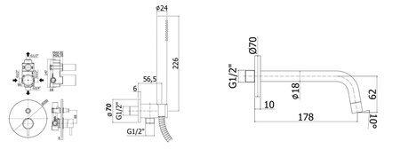 Zestaw wannowy podtynkowy z wylewką L-175mm-Paffoni/kolekcja Stick