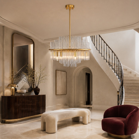 Lampa wisząca LUXORIA 50 cm - żyrandol kryształowy, złoty