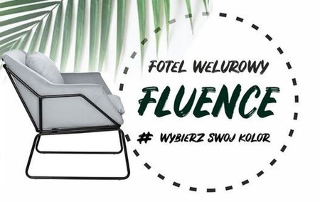 Fotel FLUENCE – tapicerka welurowa, kolor szary