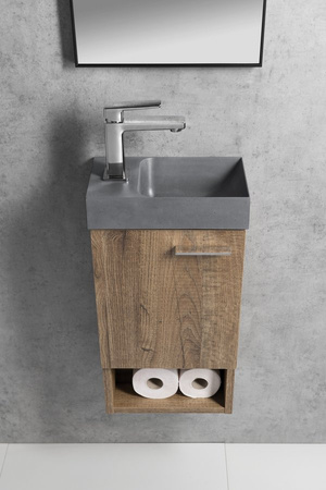 PICCOLINO umywalka betonowa, 30,8x17cm, bateria z lewej strony, szary mat