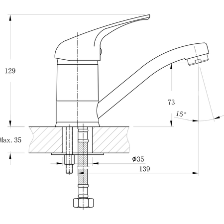HOFFER bateria umywalkowa, obrotową wylewką, chrom
