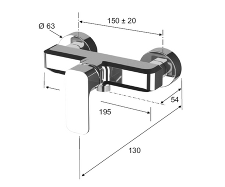 SPY bateria prysznicowa ścienna, czarny mat