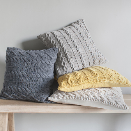 Walton Cable Knit Cushion Grey 450x450mm
