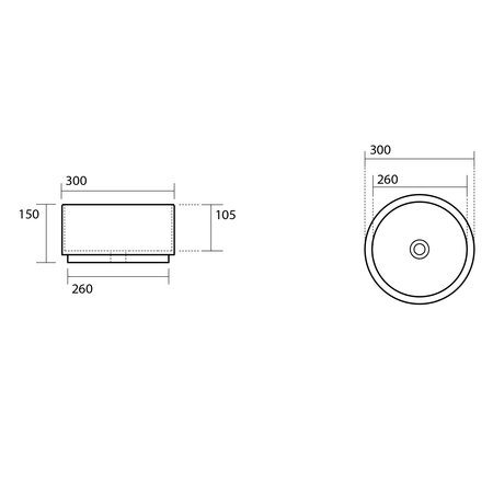 OKE umywalka ceramiczna nablatowa, Ø 30 cm, czarny mat