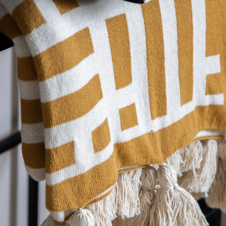 Merton Knitted Tassel Throw Ochre 1300x1700mm