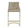 RICHMOND krzesło barowe BOLTON 75 khaki - welur, złota podstawa