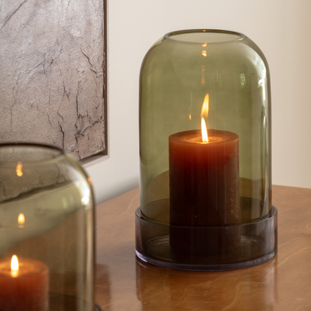 Tamar Smoked Candle Holder Green 170x170x280mm