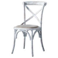 Krzesło kawiarniane z białym obiciem lnianym 470 x 560 x 880 mm (2 szt.)