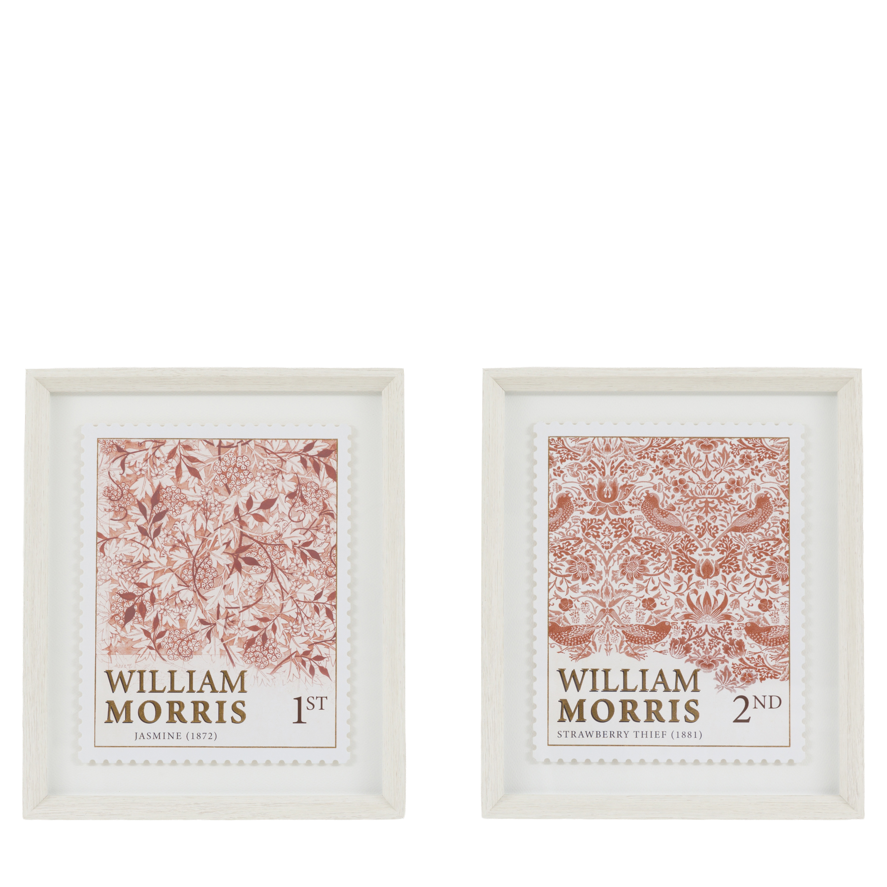Obraz w ramie „William Morris Stamp Red” – czerwony, 30,5 × 3 × 36 cm, zestaw 2 szt.