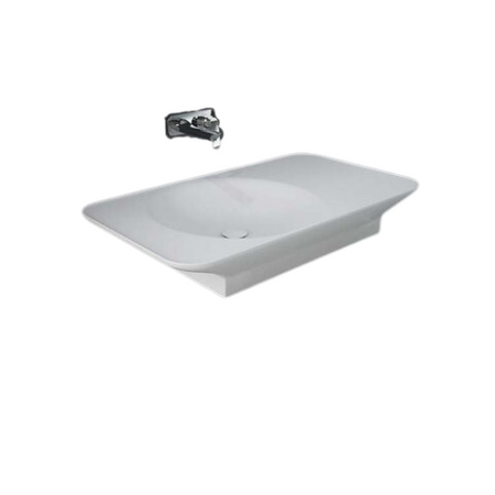 VALET Umywalka podwieszana & nablatowa 92x50,5 cm blat P biały mat