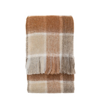 Check Faux Mohair Throw Rust 1300x1700mm