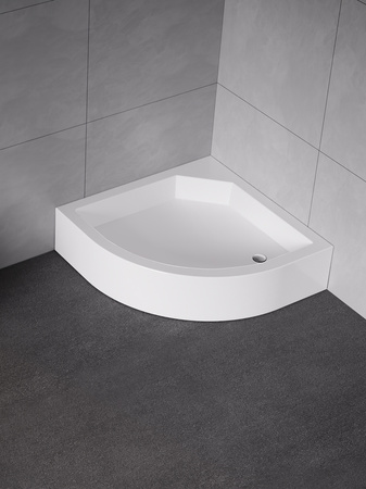 Brodzik prysznicowy ARTUS 90x90x21 półokrągły R55, fi. 52, podstawa stelaż, gł 11cm