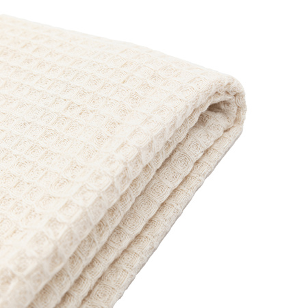 Stitched Border Waffle Throw Cream 1300x1700mm