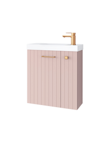 Szafka łazienkowa wisząca z umywalką 55 cm rose mat uchwyt miedź NOOK 010-SU55-10+TR41366