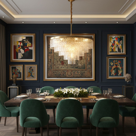 Lampa wisząca ICELAND 60 cm - mosiądz, szkło kryształowe