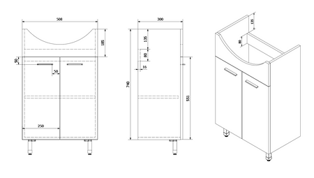 ZOJA szafka umywalkowa 50,5x74x30cm, biała
