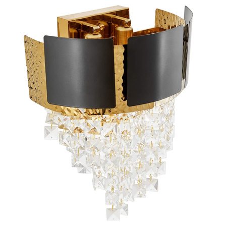 LAMPA ŚCIENNA KINKIET KRYSZTAŁOWY CZARNO-ZŁOTY MOLINA W2