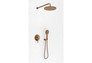 Axel Brushed Copper Zestaw prysznicowy z deszczownicą 25cm