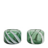 Candy Stripe Tealight Holder S/2 Green100x100x75mm