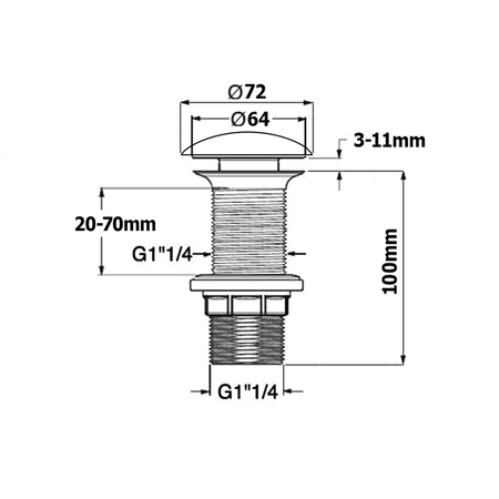 Odpływ umywalkowy 5/4", klik-klak, korek ceramiczny, 20-70mm, taupe