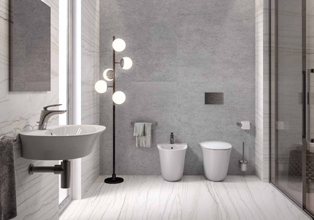 SENSATION Miska WC stojąca Rimless 52x38 cm biały połysk