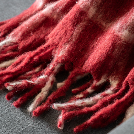 Heritage Check Faux Mohair Throw Red 1300x1700mm