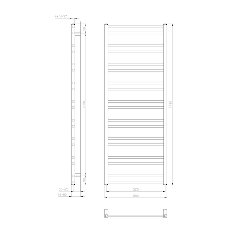 METRO DOS grzejnik łazienkowy 550x1430 mm, biały
