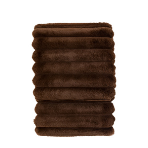 Ribbed Faux Fur Throw Chocolate 1300x1700mm