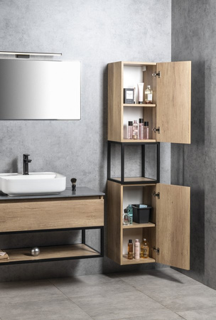 SKARA słupek wysoki 35x171x32cm, 2 drzwiczki, lewy/prawy, czarny mat/dąb Alabama