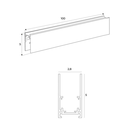 Maxlight MT0001 Szyna Magnetyczna Głęboka Natynkowa  1m Czarna