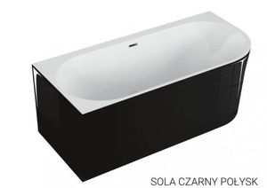 Wanna wolnostojąca przyścienna 160x75 SOLA CZARNA Lewa połysk* NOWOŚĆ