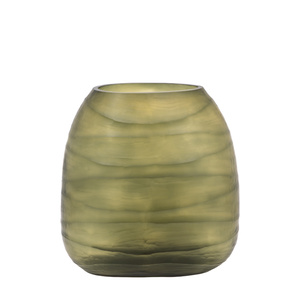 Sintra Handblown Carved Glass Vase Olive 350mm