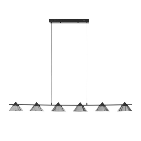 Lampa wisząca BLAKE 120 cm - LED, czarna, podłużna z sześcioma dymionymi kloszami