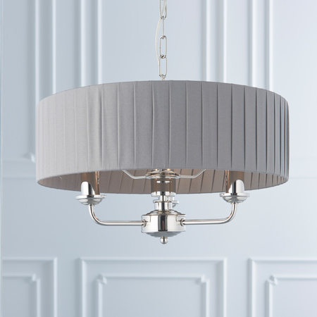 Highclere 3 Pendant Lght Nckel & Chrcoal 300-760mm