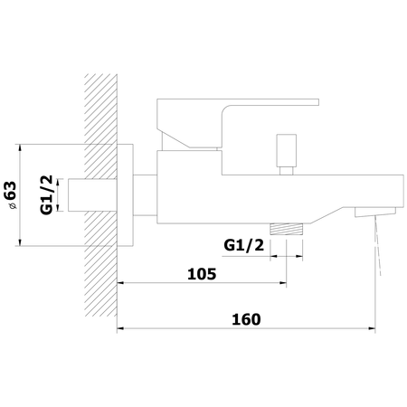 SIEGER bateria wannowa ścienna, chrom
