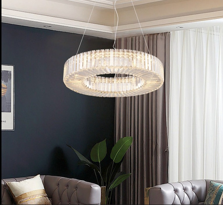 Lampa wisząca CRISTAL 60 cm -  LED, żyrandol kryształowy, złoty