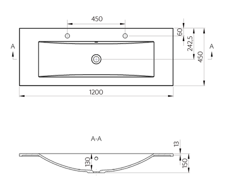 YUKON umywalka kompozytowa podwójna 120x45cm, 2biały